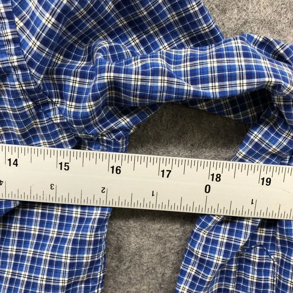 Ralph Lauren Boys Size 7‎ Long Sleeve Shirt Blue Plaid Natural Stretch Cotton
